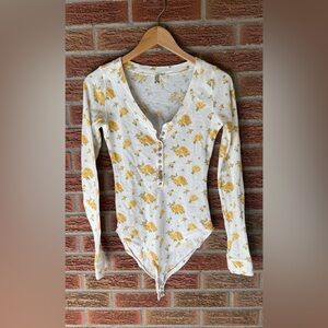 Free People Dylan Thermal Floral Bodysuit - Sunny Weather